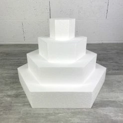 Meilleure affaire ⭐ Lealoo® Disque Polystyrène Pièce Montée Hexagonale En Polystyrène, Base 40 Cm à 10 Cm, 4 Socles De 7 Cm De Haut, Total 28 Cm 🛒