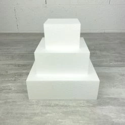 Acheter 🧨 Lealoo® Disque Polystyrène Petite Pièce Montée Carrée En Polystyrène 21 Cm De Haut, Coté 20cm à 10cm, 3 étages En Styro X 7cm D 🛒