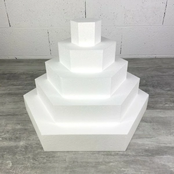 Bon marché 🔔 Lealoo® Disque Polystyrène Pièce Montée Hexagonale En Polystyrène, Base 50 Cm à 10 Cm, 5 Socles De 7 Cm De Haut, Total 35 Cm ⭐