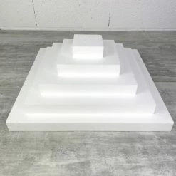 Acheter 💯 Lealoo® Cone Polystyrène Pièce Montée Carrée En Polystyrène, Haut. 20 Cm, Base Coté 50cm à 10cm, 5 Socles Haut. 4 Cm 👏