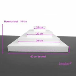 Remise 😍 Lealoo® Cone Polystyrène Pièce Montée Carrée En Polystyrène De 16 Cm De Haut, Base Coté 40cm à 10cm, 4 Socles De 4cm De Haut 🎁