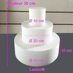 Sortie 🤩 Lealoo® Cone Polystyrène Petite Pièce Montée En Polystyrène Hauteur 30 Cm, Base Ø 30cm à 10cm, 3 Disques De 10cm De Haut 👍