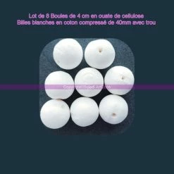 Meilleure vente 🛒 Lealoo® Boules Polystyrène Lot De 8 Boules De 4 Cm En Ouate De Cellulose, Billes Blanches En Coton Compressé De 40mm Avec Trou ✨