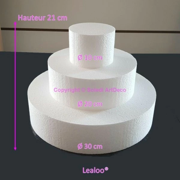 Remise 🎉 Lealoo® Cone Polystyrène Petite Pièce Montée En Polystyrène, Base Ø 30cm à 10cm, 3 Disques 🧨