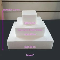 Sortie ⭐ Lealoo® Cone Polystyrène Petite Pièce Montée Carrée En Polystyrène, Base Coté 30cm &agrave 🌟