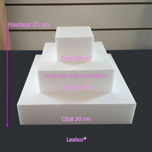 Sortie ⭐ Lealoo® Cone Polystyrène Petite Pièce Montée Carrée En Polystyrène, Base Coté 30cm à 🌟