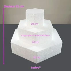 Acheter 😉 Lealoo® Cone Polystyrène Petite Pièce Montée Hexagonale En Polystyrène, Base 30cm à 10cm, 3 Socle 🎁