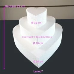 Offres 😉 Lealoo® Cone Polystyrène Petite Pièce Montée Coeur En Polystyrène, Base Diam. 30cm à 10cm, 3 Socl 🥰