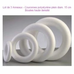 De gros 🎉 Artif Anneau Polystyrène Lot De 3 Anneaux / Couronnes Polystyrène Plein Diam. 15 Cm, Bouée Haute Densité 👏