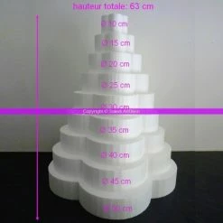 Vente flash 🥰 Lealoo® Cone Polystyrène Maxi Pièce Montée Fleur En Polystyrène Plein, Hauteur 63 Cm, Support 9 é 🔔