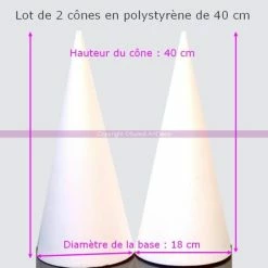 Meilleur prix 👏 Lealoo® Cone Polystyrène Lot 2 Cônes En Polystyrène Hauteur 40 Cm, Présentoir à Macarons, Diam&eg ❤️