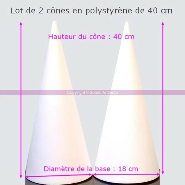 Meilleur prix 👏 Lealoo® Cone Polystyrène Lot 2 Cônes En Polystyrène Hauteur 40 Cm, Présentoir à Macarons, Diam&eg ❤️