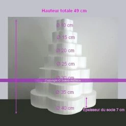 Offres 🎉 Lealoo® Cone Polystyrène Pièce Montée Fleur En Polystyrène Plein, Hauteur 49 Cm, Support 7 étages 🌟