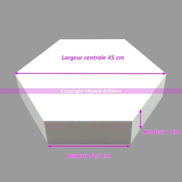 De gros 🤩 Lealoo® Supports Divers En Polystyrène Socle Plat Hexagonal 2D Polystyrène, Largeur 45cm, 6 Cotés à 22,5cm, épa 🤩