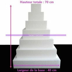 Les meilleures critiques de ✨ Lealoo® Cone Polystyrène Pièce Montée Carré XL Polystyrène Pro, 70 Cm De Haut, 7 étages, B 👍