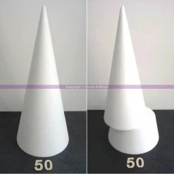Meilleure vente 😍 Lealoo® Cone Polystyrène Grand Cône 50 Cm, Présentoir Polystyrène En 2 Parties, Pro Haute Densité, 😍