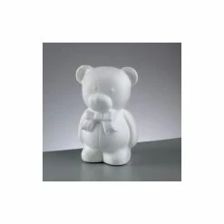 Nouveau 👏 Efco Supports Divers En Polystyrène Ourson Avec Noeud Papillon En Polystyrène, Hauteur 20 Cm 🥰