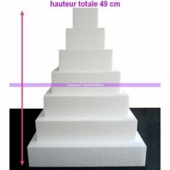 Acheter 🧨 Lealoo® Cone Polystyrène Pièce Montée Carré En Polystyrène Pro, 49 Cm, 7 étages, Haute Den 🎁