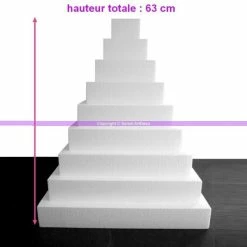 De gros 😉 Lealoo® Cone Polystyrène Pièce Montée Carrée Polystyrène Densité Pro, 9 Etages, Haut 63 Cm 🎁