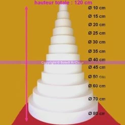 Sortie 👏 Lealoo® Cone Polystyrène Méga Pièce Montée Tour Eiffel 120 Cm 12 étages Polystyrène Densit 🔔