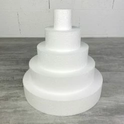 Bon marché ⌛ Lealoo® Disque Polystyrène Pièce Montée Haut. 25 Cm En Polystyrène, Base Ø 25cm à 5cm, 5 Disques De 5cm De Haut, Pour Gâteau St ⭐