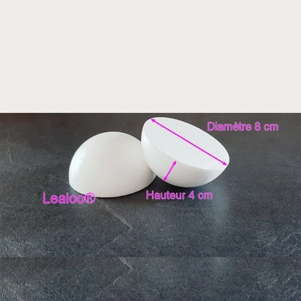 Nouveau 💯 Lealoo® Boules Polystyrène Gros Lot 100 Demi-Sphères De 8 Cm De Diamètre, Dômes Pleins En Polystyrène De 4cm De Haut 👏 – Image 2