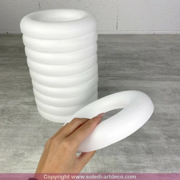 Remise 👍 Lealoo® Anneau Polystyrène Lot De 10 Demi Anneaux De 20 Cm En Polystyrène, Couronne à Dos Plat De 3 Cm De Haut ⭐ – Image 2