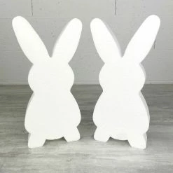 Acheter 😉 Lealoo® Supports Divers En Polystyrène Lot De 2 Lapins En Polystyrène, Haut. 31 Cm, épais. 3,9 Cm, Grande Silhouette 2D, Pâques 🛒