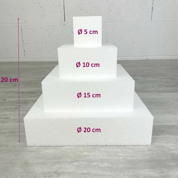 Sortie 😉 Lealoo® Disque Polystyrène Petite Pièce Montée Carré, Haut. 20 Cm En Polystyrène, Base Ø 20cm à 5cm, 4 Disques De 5cm De Haut, 🤩 – Image 2
