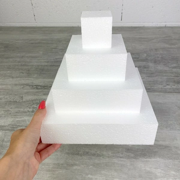 Sortie 😉 Lealoo® Disque Polystyrène Petite Pièce Montée Carré, Haut. 20 Cm En Polystyrène, Base Ø 20cm à 5cm, 4 Disques De 5cm De Haut, 🤩 – Image 3