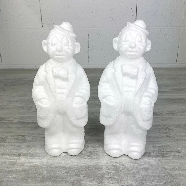 Sortie 🌟 Artif Supports Divers En Polystyrène Lot De 2 Clowns En Polystyrène, Haut. 24 Cm, Grand Personnage De Cirque ⭐