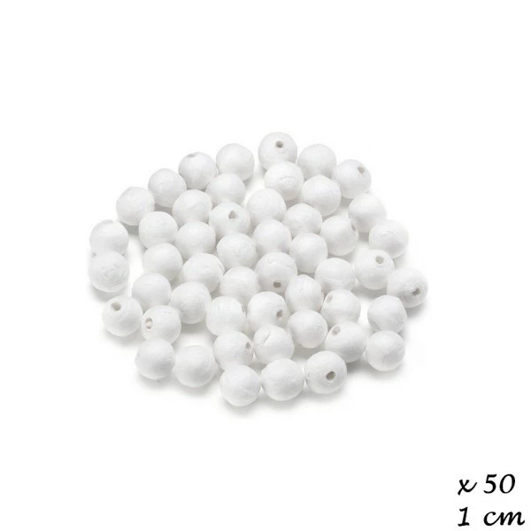 Coupon 💯 Lealoo® Boules Polystyrène Lot De 50 Boules De 1 Cm En Ouate De Cellulose, Billes Blanches En Coton Compressé De 10 Mm Avec Tro 🔔 – Image 2