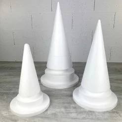 Meilleure affaire 👍 Lealoo® Supports Divers En Polystyrène Lot De 3 Cônes En Polystyrène à Pied, H. 63, 49 Et 37 Cm, Avec Supports, à Décorer 🛒