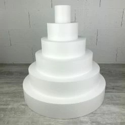 Bon marché 👏 Lealoo® Disque Polystyrène Pièce Montée En Polystyrène, Base Diam. 60 Cm, 6 étages, Haut. Totale 60 Cm, Wedding Cake Haute Dens 😍