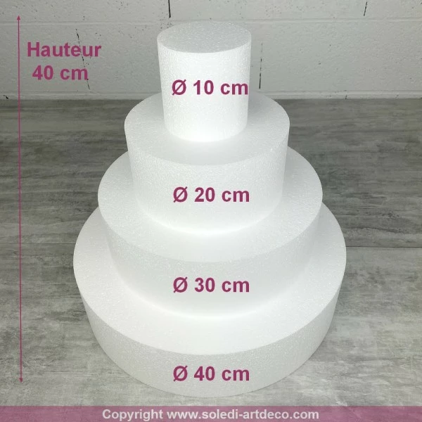 Meilleure affaire ⭐ Lealoo® Disque Polystyrène Pièce Montée En Polystyrène, Base Diam. 40 Cm, 4 étages, Haut. Totale 40 Cm, Wedding Cake Haute Dens 🥰 – Image 2