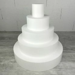 Le moins cher 🎉 Lealoo® Disque Polystyrène Pièce Montée En Polystyrène, Base Diam. 50 Cm, 5 étages, Haut. Totale 50 Cm, Wedding Cake Haute Dens ⌛