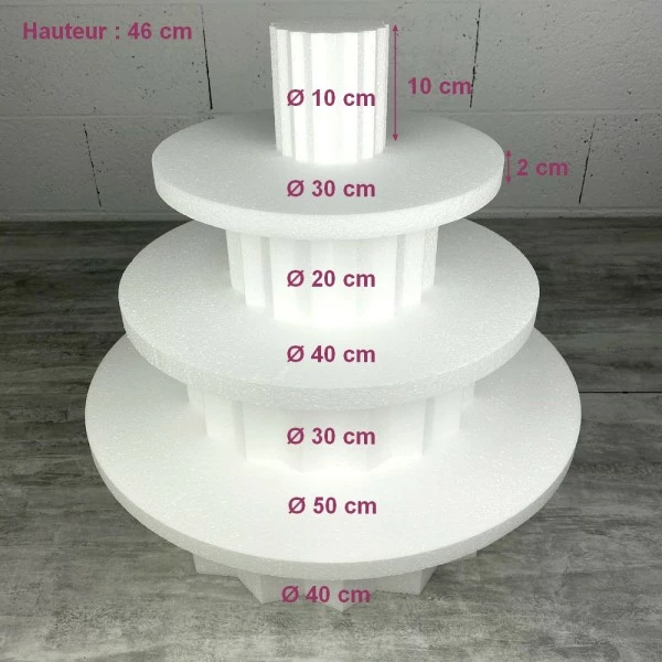 Acheter 🥰 Lealoo® Disque Polystyrène Présentoir Pointe étoile En Polystyrène, Hauteur 46 Cm, Support 7 étages De 2 Et 10 Cm, Base Du Socl ❤️ – Image 3