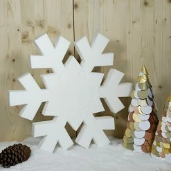 Remise ⭐ Lealoo® Supports Divers En Polystyrène Grand Flocon De Neige En Polystyrène Blanc, 45 Cm De Diamètre, 7 Parties à Assembler Et Décorer ⌛