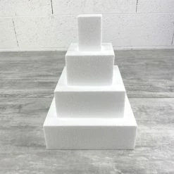 Budget 😀 Lealoo® Disque Polystyrène Petite Pièce Montée Carrée Polystyrène Pro, 4 Etages, Haut 28 Cm, Base 20 Cm ⭐