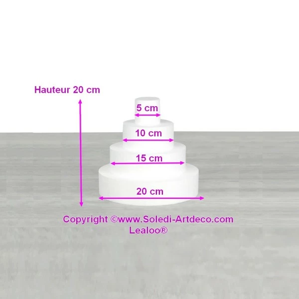 Tout neuf 🤩 Lealoo® Disque Polystyrène Petite Pièce Montée Haut. 20 Cm En Polystyrène, Base Ø 20cm à 5cm, 4 Disques De 5cm De Haut, Pour Gâ 🤩 – Image 2