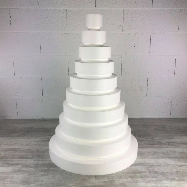 Budget 🤩 Lealoo® Disque Polystyrène Pièce Montée Wedding Cake, Hauteur 88 Cm, Base Ø 60cm à 10cm, 10 étages En Polystyrène 🎁