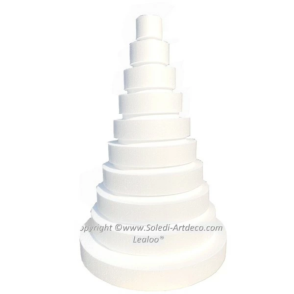 Budget 🤩 Lealoo® Disque Polystyrène Pièce Montée Wedding Cake, Hauteur 88 Cm, Base Ø 60cm à 10cm, 10 étages En Polystyrène 🎁 – Image 4
