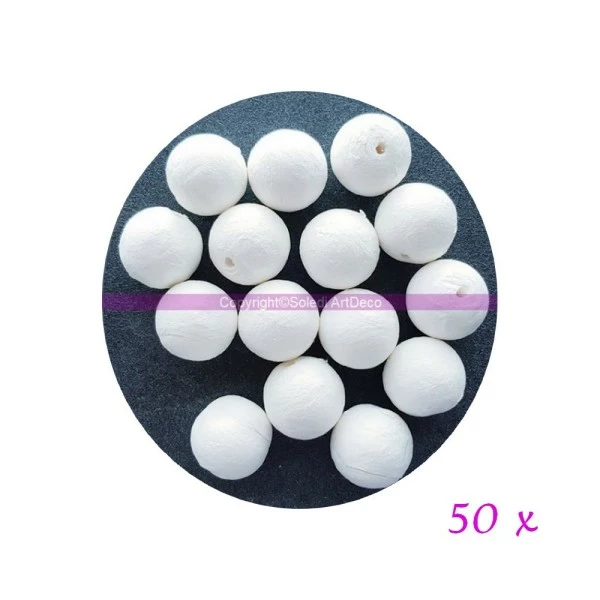 Grosses soldes ❤️ Lealoo® Boules Polystyrène Lot De 50 Boules De 3 Cm En Ouate De Cellulose, Billes Blanches En Coton Compressé De 30mm Avec Trou 😍 – Image 2