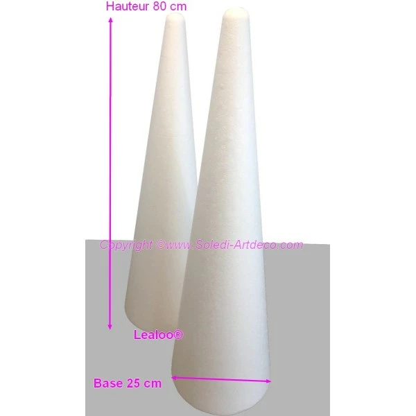 Sortie ✨ Lealoo® Supports Divers En Polystyrène Lot 2 Cônes Géants En Polystyrène Plein Haut. 80 Cm, Base 25 Cm, Densité Supérieure 🔔 – Image 2