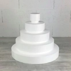 Sortie 👍 Lealoo® Disque Polystyrène Pièce Montée Wedding Cake, Hauteur 43 Cm, Base Ø 50cm à 10cm, 5 étages En Polystyrène 🔔