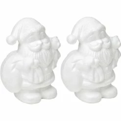 Meilleure vente 🔔 Artif Supports Divers En Polystyrène Lot De 2 Père-Noël En Polystyrène, 18 Cm, Saint Nicolas En Styropor Blanc 🧨