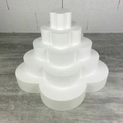 Meilleure vente 🌟 Lealoo® Disque Polystyrène Pièce Montée Fleur En Polystyrène Plein, Hauteur 35 Cm, Support 5 étages De 7 Cm, Base Du Socle 50 C 👍