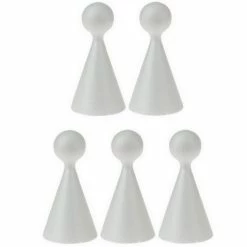 Grosses soldes 🌟 Artif Supports Divers En Polystyrène Lot De 5 Cônes Polystyrène, Hauteur 15 Cm, Ø 7.5cm, Avec Une Boule Au Sommet, Pour Poupée ⭐